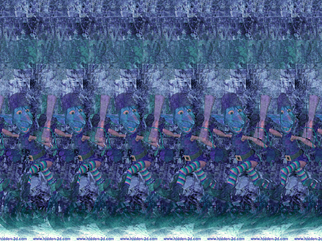 Stereogram by 3Dimka: Message from Santa. Tags: elf, cristmas, moon, hidden 3D picture (SIRDS)