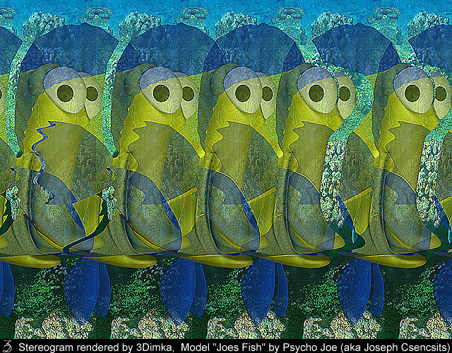 Stereogram by 3Dimka: Joe Fish. Tags: fish,ocean,sea, hidden 3D picture (SIRDS)