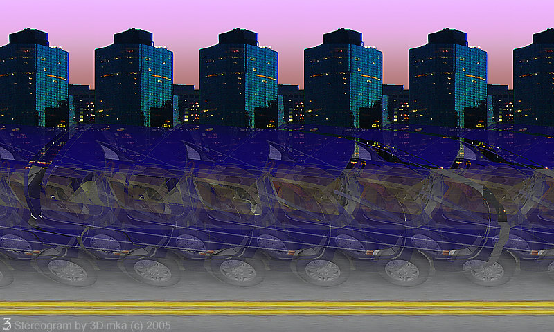 Stereogram by 3Dimka: Lumina. Tags: car, shevy lumina,minivan,city, new yourk, nyc, street, road, hidden 3D picture (SIRDS)
