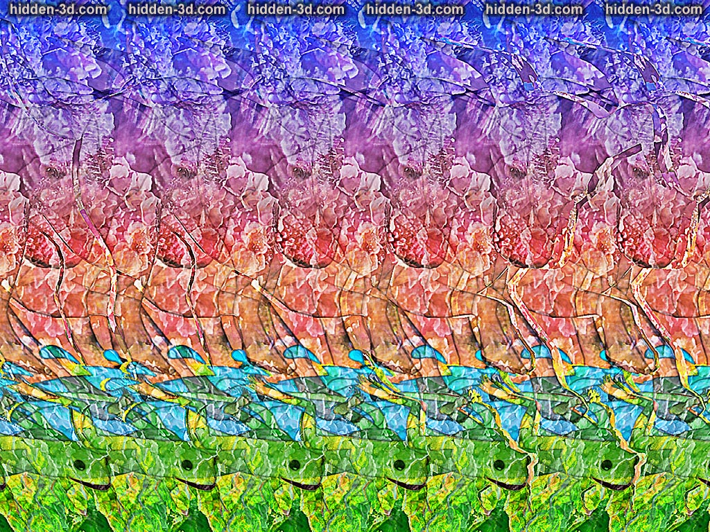 Stereogram by 3Dimka: French meal. Tags: dog,frog,jump,animals, hidden 3D picture (SIRDS)
