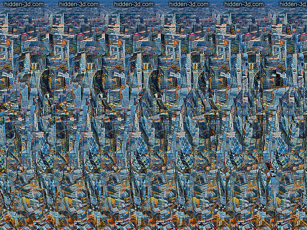 Stereogram by 3Dimka: Guess the city. Tags: london downtown buildings skyscrapers, hidden 3D picture (SIRDS)