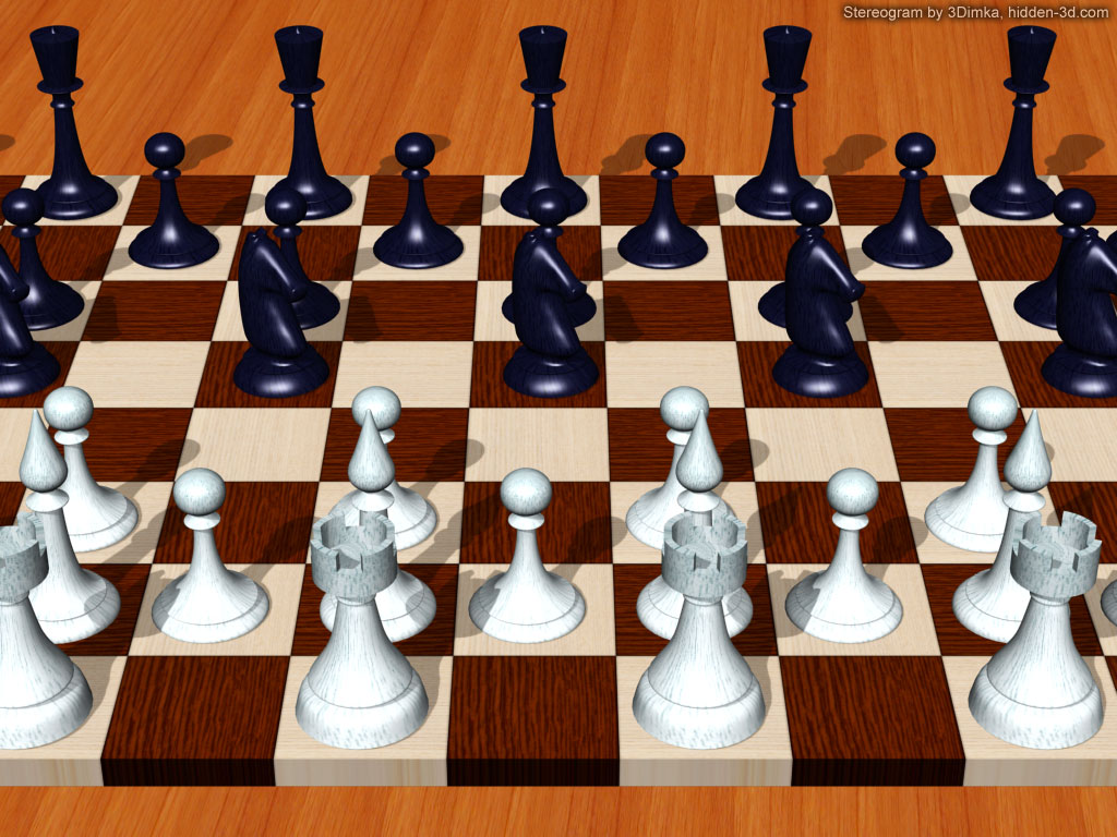 An example of a wallpaper autostereogram showing 3D scene of a chess