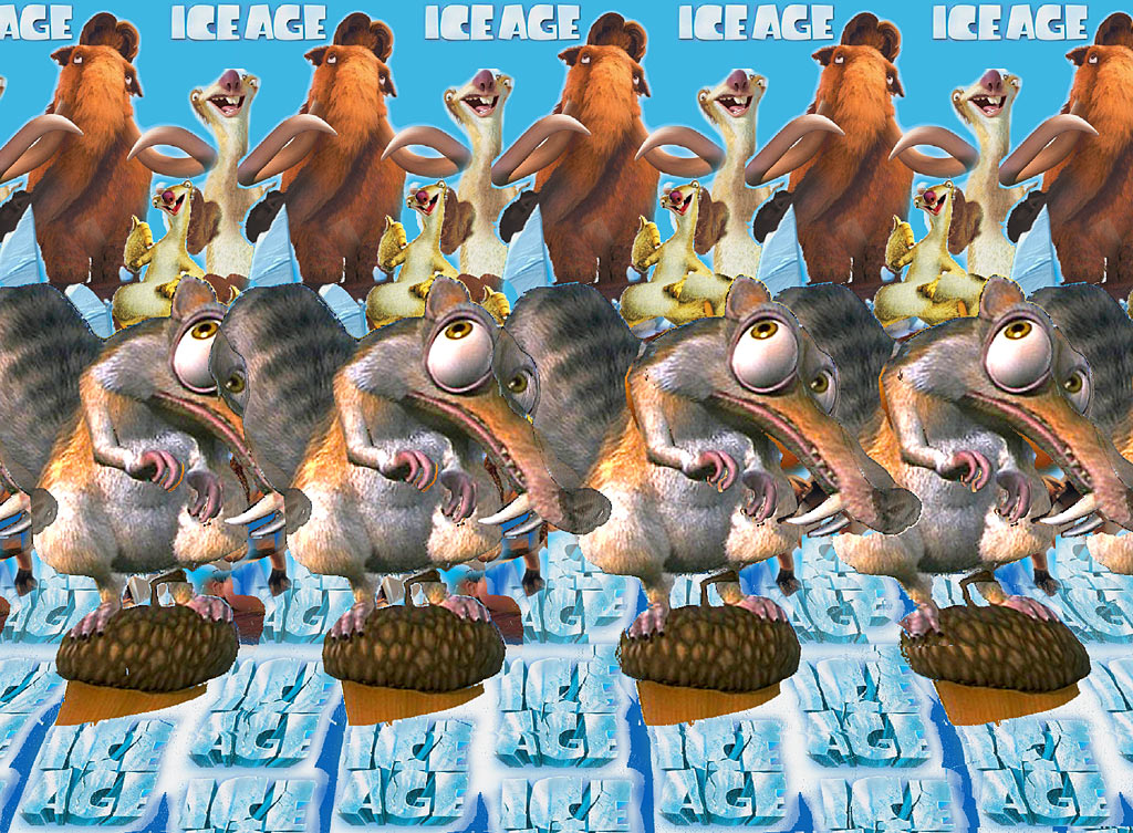Stereogram by 3Dimka: Ice Age (Cross-eyed). Tags: crosseyed, skrat, acorn, squirrel, hidden 3D picture (SIRDS)