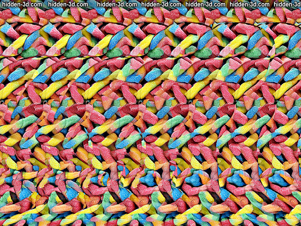 Stereogram by 3Dimka: Candy Time (cross view). Tags: dog pooping shit crap funny meme , hidden 3D picture (SIRDS)