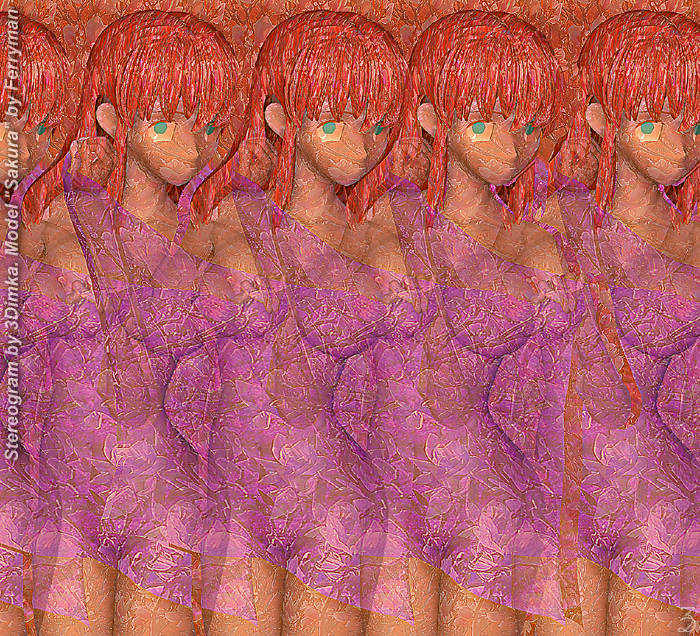 Stereogram by 3Dimka: Sacura girl. Tags: girl,woman,sakura,sacura,anime,cute,erotic,3Dimka portfolio, hidden 3D picture (SIRDS)