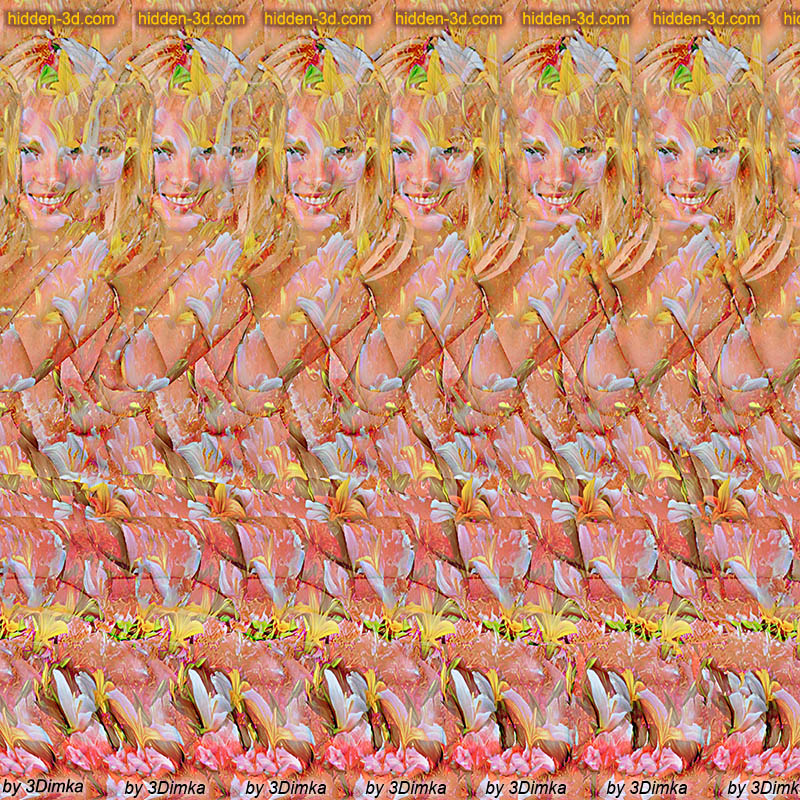 Stereogram by 3Dimka: Lily. Tags: girl sitting, hidden 3D picture (SIRDS)