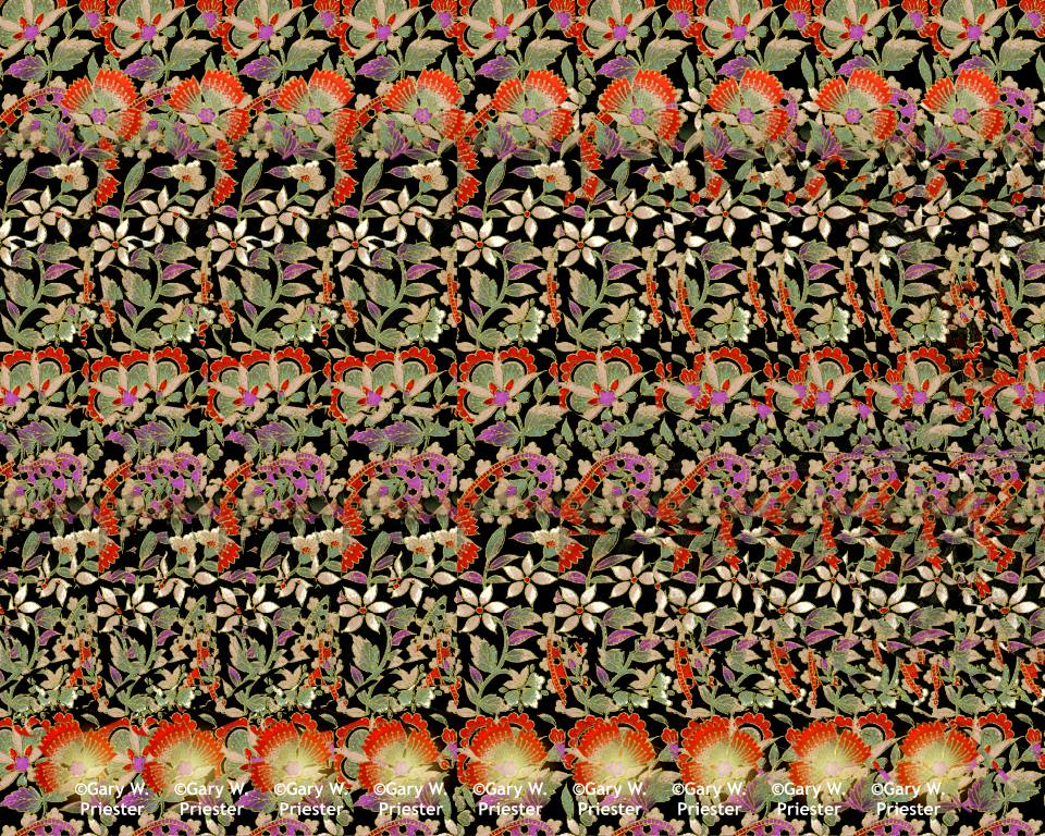 Stereogram by Gary W. Priester: Paisley Flowers. Tags: plant, hidden 3D picture (SIRDS)