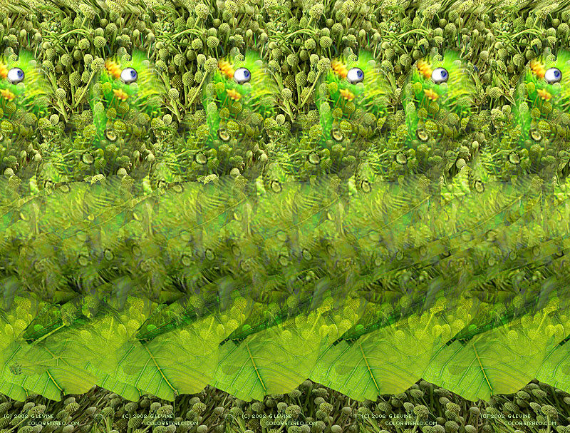 Stereogram by Gene Levine: Caterpillar. Tags: , hidden 3D picture (SIRDS)