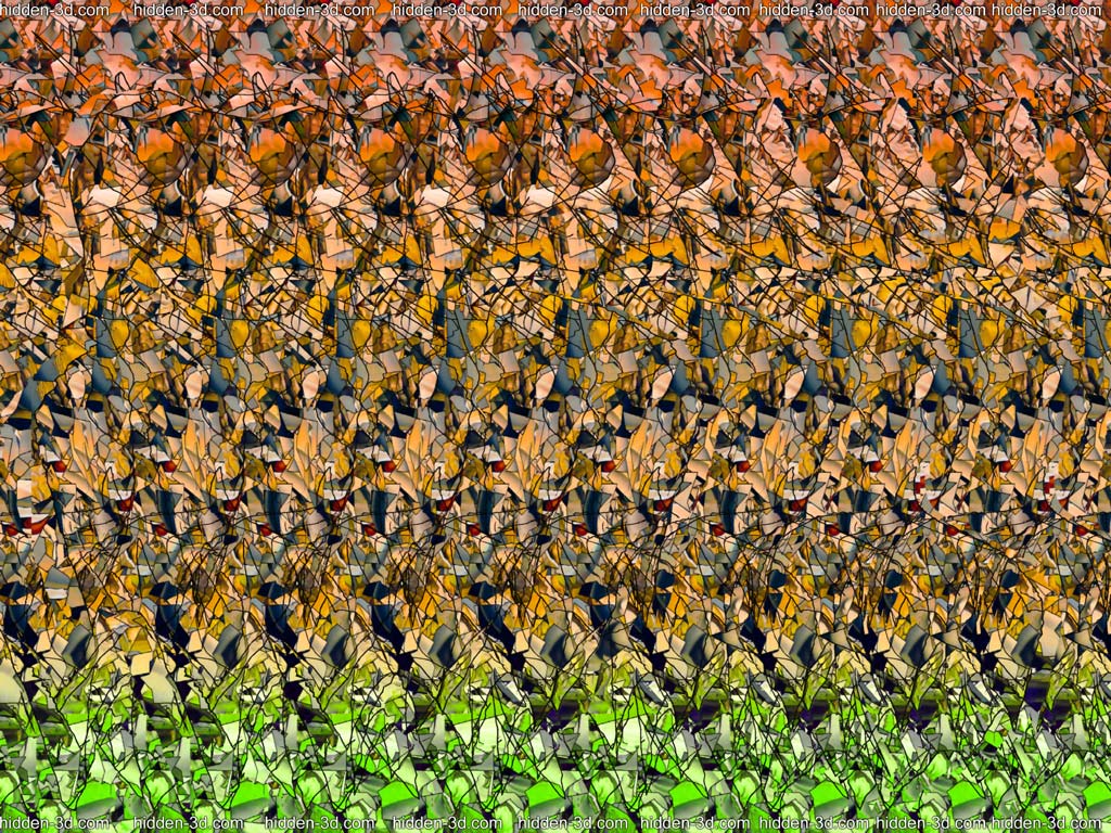 Stereogram by 3Dimka: Epic Battle. Tags: rhino, fish, hidden 3D picture (SIRDS)