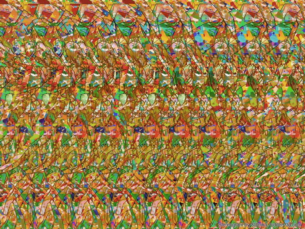 Stereogram by 3Dimka: Flesheaters. Tags: vultures, tree, birds, hidden 3D picture (SIRDS)