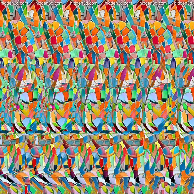 Stereogram by 3Dimka: Aggressive Food. Tags: banana knight funny silly sword fruit , hidden 3D picture (SIRDS)