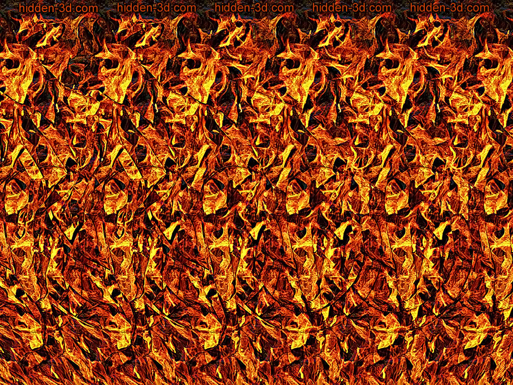 Stereogram by 3Dimka: Hot days. Tags: kangaroo Australia fire, hidden 3D picture (SIRDS)