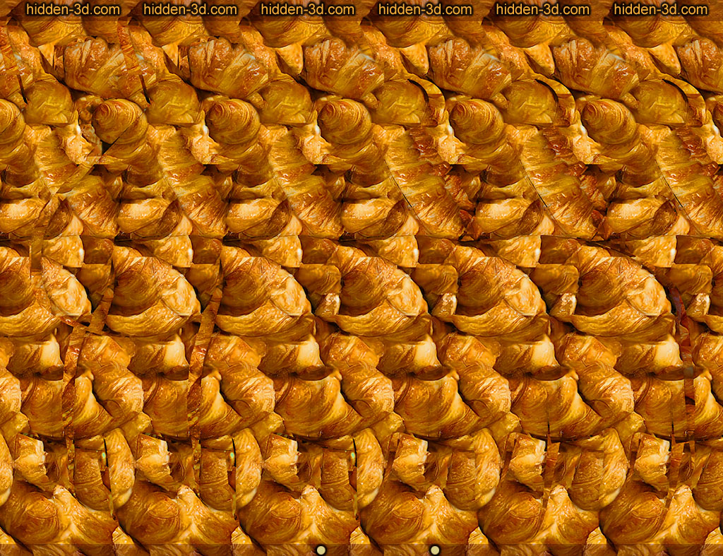 Stereogram by 3Dimka: Unbelievable Bakery. Tags: croissant bread unicorn horse food toy magic pony, hidden 3D picture (SIRDS)