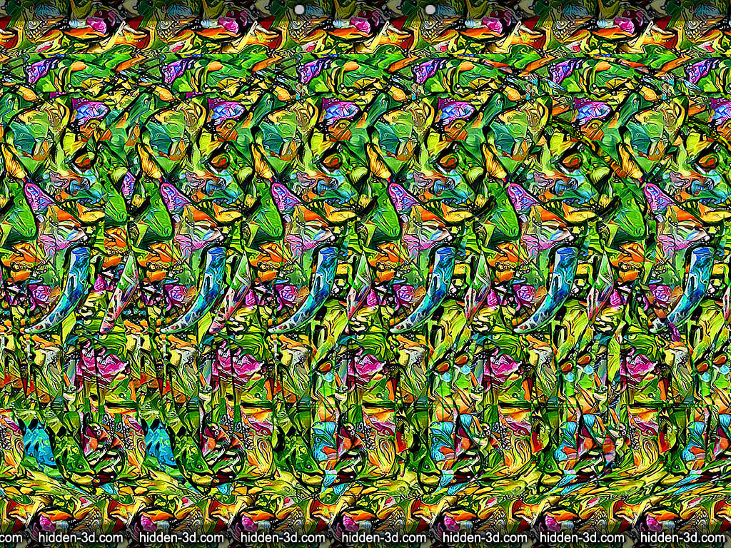 Stereogram by 3Dimka: Forgets never. Tags: elephant trunk tusks bucket big ears zoo animal, hidden 3D picture (SIRDS)