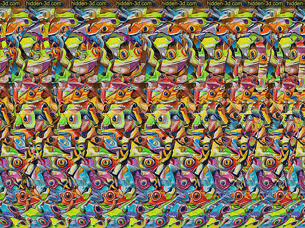 Stereogram by 3Dimka: Furious Clumsiness. Tags: gator crocodile hoop ring balloon awkward , hidden 3D picture (SIRDS)