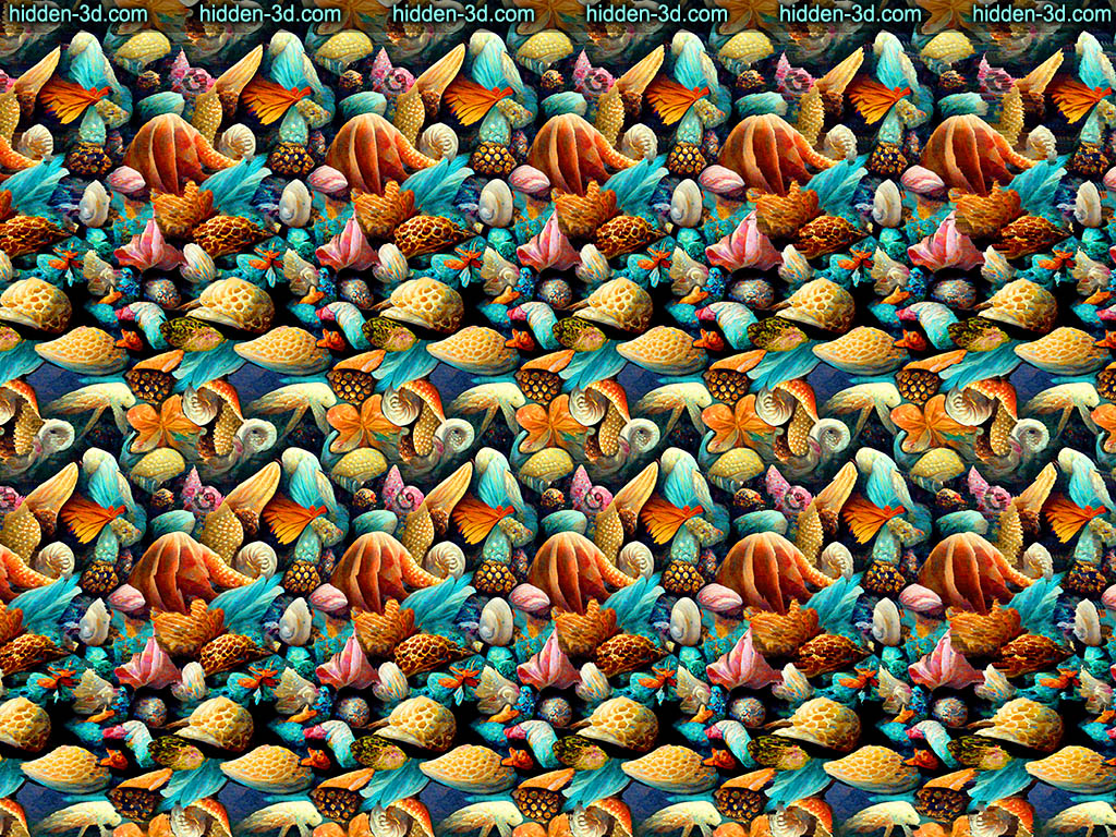 Stereogram by 3Dimka: Experimental: Bumpy Floor. Tags: ocean starfish, hidden 3D picture (SIRDS)