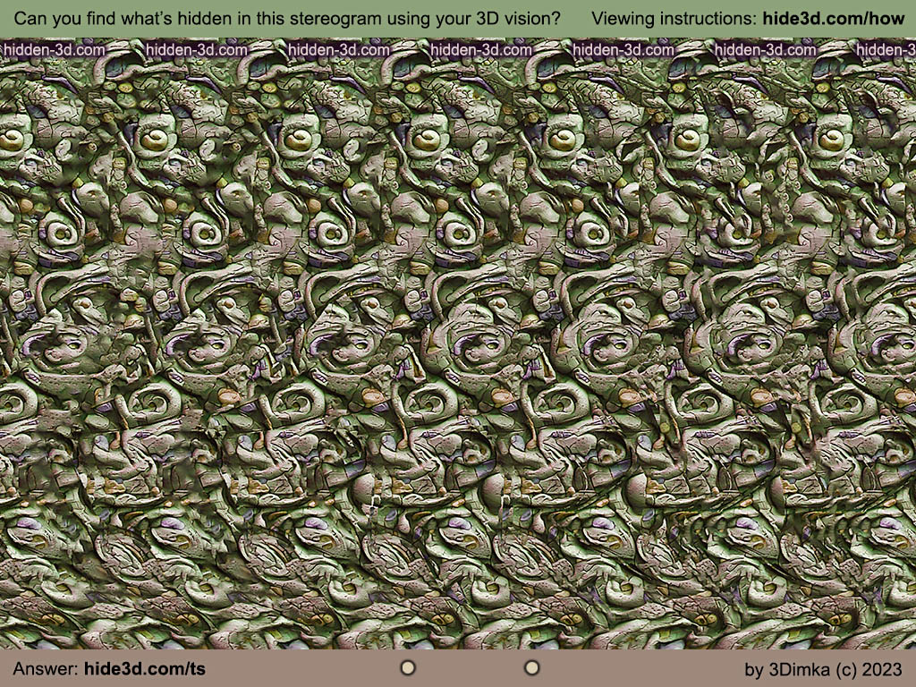 Stereogram by 3Dimka: Gothic creature. Tags: gargoyle ancient mystic scary creepy fantasy, hidden 3D picture (SIRDS)