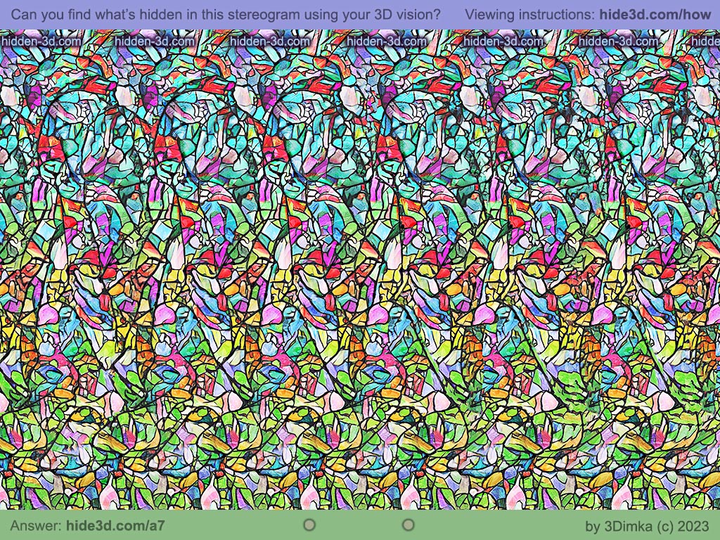 Stereogram by 3Dimka: How did it go?. Tags: cupid angels stainedglass sitting conversation gothic wings heaven, hidden 3D picture (SIRDS)