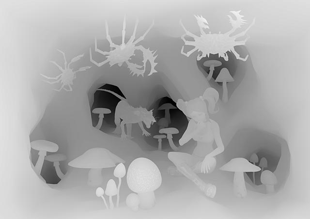 Mushroom Caves 18x13 Stereogram Poster Hidden 3D  